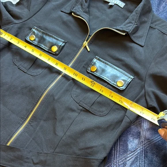 Like New Sharagano Women’s Front Zip Black Shirt Dress 3/4 sleeves size 4 - Picture 7 of 12